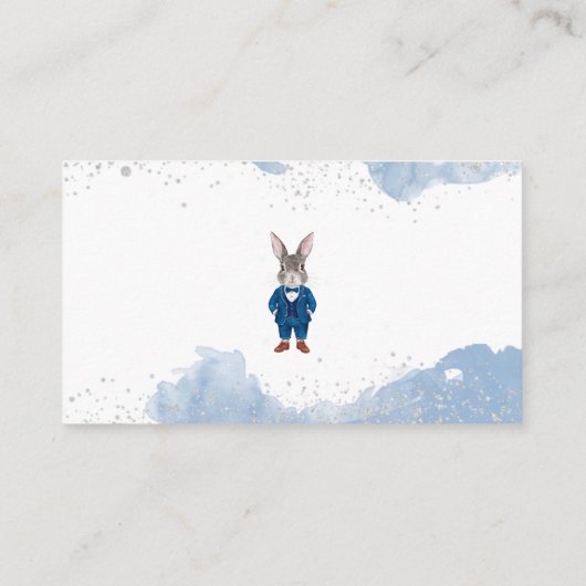 Dapper Boy Bunny in einem Blue Anzug Book for Baby Begleitkarte (Rückseite)