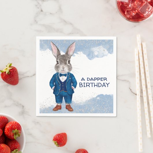 Dapper Boy Bunny in einem Blue Anzug Party Serviette (Beispiel)
