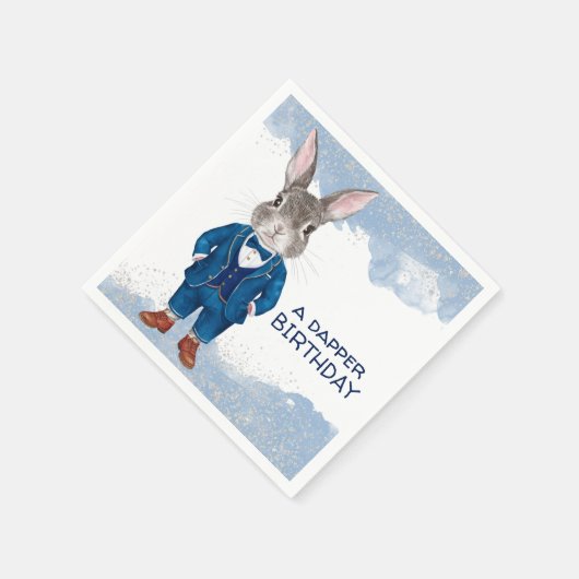 Dapper Boy Bunny in einem Blue Anzug Party Serviette (Ecke)