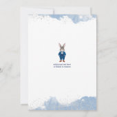 Dapper Bunny in einem Blue Anzug Boy Baby Dusche Einladung (Rückseite)