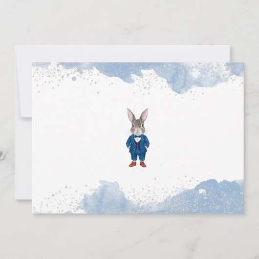 Dapper Bunny in einem Blue Anzug Boy Birthday Part Einladung (Rückseite)