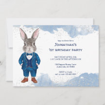Dapper Bunny in einem Blue Anzug Boy Birthday Part