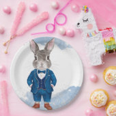 Dapper Bunny in einem Blue Anzug Boy und Bowtie Bi Pappteller (Party)
