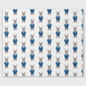 Dapper Bunny in einem Blue Bowtie und Anzug Party Geschenkpapier (Flach)
