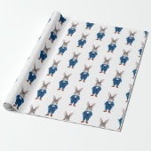 Dapper Bunny in einem Blue Bowtie und Anzug Party Geschenkpapier (Ungerollt)