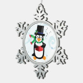 Dapper Caroling Pinguin Schneeflocken Zinn-Ornament (Rechts)