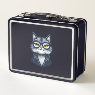 Dapper Cat in Glass & Anzug Lunch Box