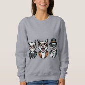 Dapper Cats - Stylish Funny Trio Portrait  Sweatshirt (Vorderseite)