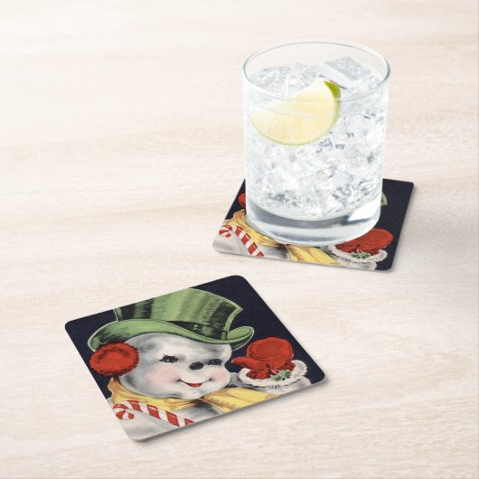 Dapper Christmas Snowman Rechteckiger Pappuntersetzer (Vor Ort)