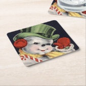Dapper Christmas Snowman Rechteckiger Pappuntersetzer (angewinkelt)