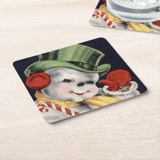 Dapper Christmas Snowman Rechteckiger Pappuntersetzer (angewinkelt)