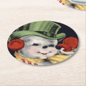 Dapper Christmas Snowman Runder Pappuntersetzer (Angewinkelt)