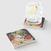 Dapper Christmas Snowman Steinuntersetzer (Seitenansicht)