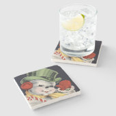 Dapper Christmas Snowman Steinuntersetzer (Seitenansicht)