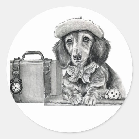 Dapper-Dackel abenteuerbereit Runder Aufkleber (Vorderseite)