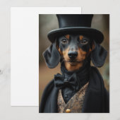 Dapper Dackel in eleganter Viktorianischer Einrich Einladung (Vorne/Hinten)