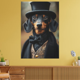 Dapper Dackel in eleganter Viktorianischer Einrich Leinwanddruck