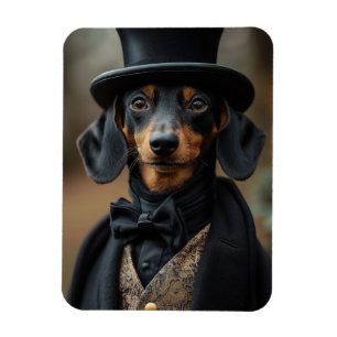 Dapper Dackel in eleganter Viktorianischer Einrich Magnet