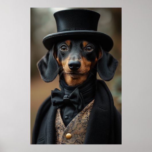 Dapper Dackel in eleganter Viktorianischer Einrich Poster (Vorne)