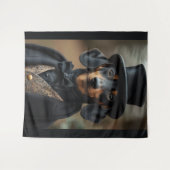 Dapper Dackel in eleganter Viktorianischer Einrich Wandteppich (Vorderseite (Horizontal))