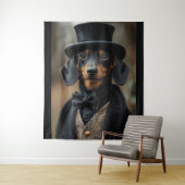 Dapper Dackel in eleganter Viktorianischer Einrich Wandteppich (Beispiel)