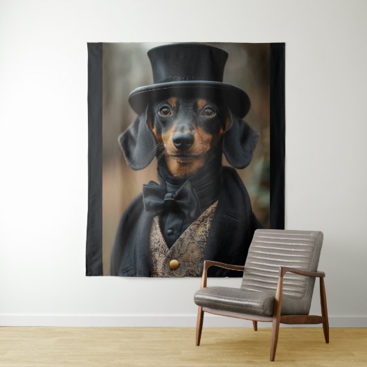 Dapper Dackel in eleganter Viktorianischer Einrich Wandteppich (Beispiel)