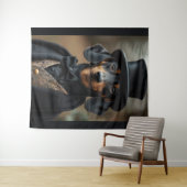 Dapper Dackel in eleganter Viktorianischer Einrich Wandteppich (Beispiel (Horizontal))