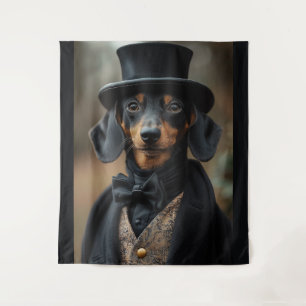Dapper Dackel in eleganter Viktorianischer Einrich Wandteppich