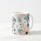 Dapper Dalmatiner und Blumendekoration Kaffeetasse (VorderseiteRechts)