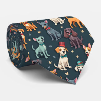 Dapper Dogs in Bow Ties and Top Hats Pattern  Krawatte