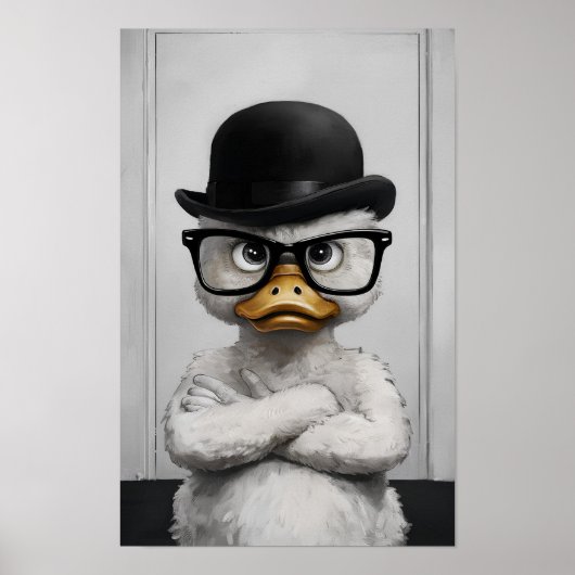 Dapper Duck mit Brille und Bowler Hat Art Print Poster (Vorne)
