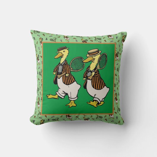 DAPPER DUCKS auf grün Kissen (Vorderseite)