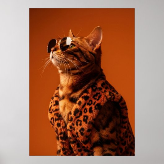 Dapper Feline Portrait - Cool Cat in Sunglasses Poster (Vorne)