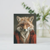 Dapper Fox in Cosy Style Postkarte (Stehend Vorderseite)