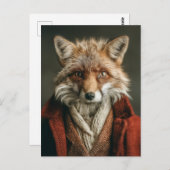 Dapper Fox in Cosy Style Postkarte (Vorne/Hinten)