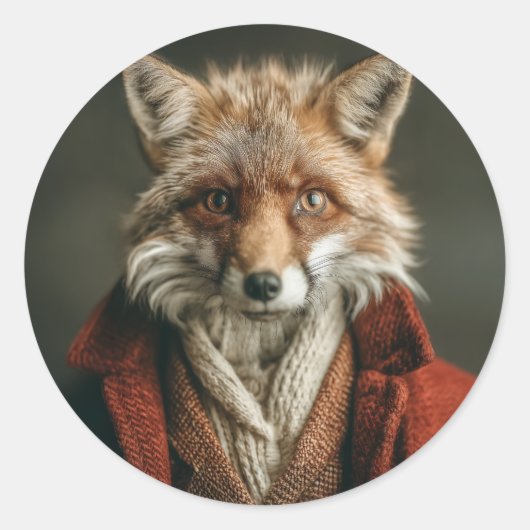 Dapper Fox in Cosy Style Runder Aufkleber (Vorderseite)