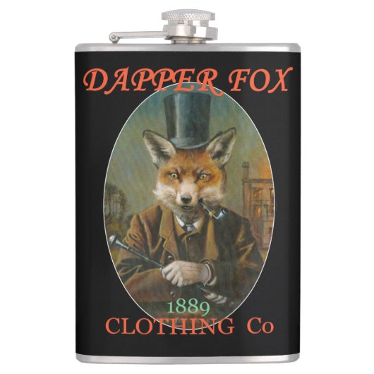 Dapper Fox Vintag Flask Flachmann (Vorderseite)