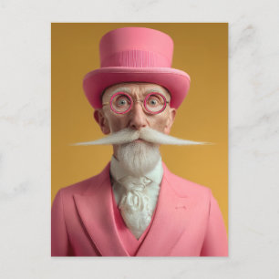Dapper Gentleman in Pink Einladungspostkarte