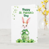 Dapper Green Bunny mit Kleeblättern St Patrick's D Karte (Gelbe Blume)