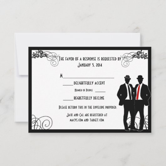 Dapper Grooms Custom RSVP Cards (Rückseite)
