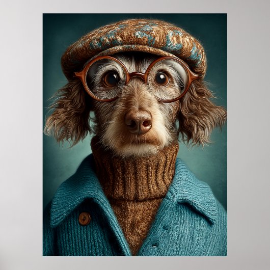 Dapper Hund im Winter Weber Poster (Vorne)