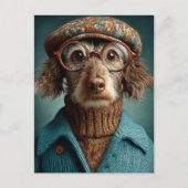 Dapper Hund im Winter Weber Postkarte (Vorderseite)