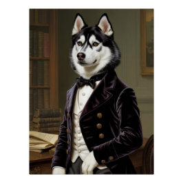 Dapper Husky Gentleman with Bow Tie | Office Poster