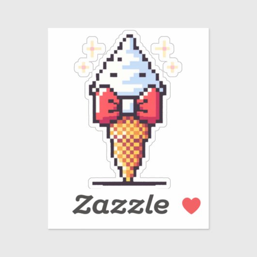 Dapper Ice Cream - Niedliches Pixel Art Dessert De Aufkleber (Blatt)