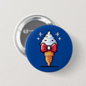 Dapper Ice Cream - Niedliches Pixel Art Dessert De Button (Vorne & Hinten)