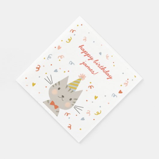 Dapper Kitty Birthday Party Serviette (Ecke)
