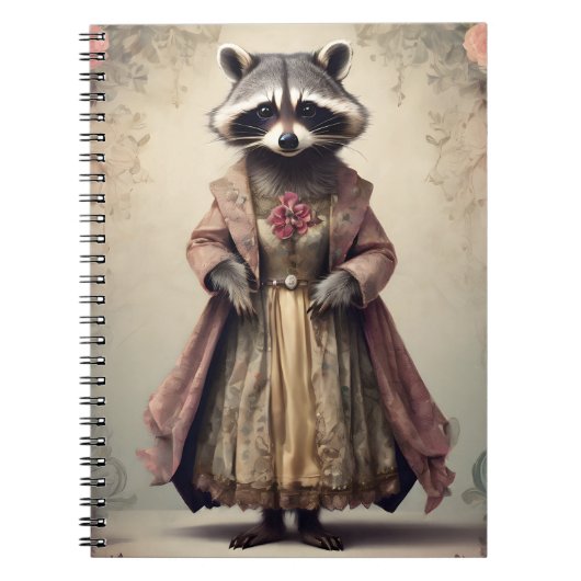 "Dapper Little Raccoon" Vintage Spiral Notebook Notizblock (Vorderseite)