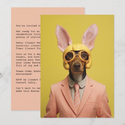 Dapper Oaster Bunny Dog Einladung (Vorne/Hinten)