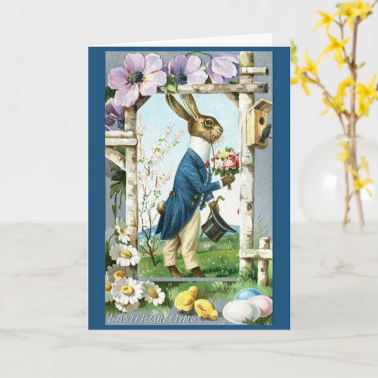 Dapper Ostersonntag - Vintag Ostern Postkarte (Gelbe Blume)