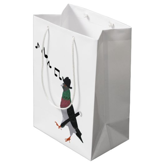 Dapper Pigeon  Mittlere Geschenktüte (Rückseite Schrägansicht)